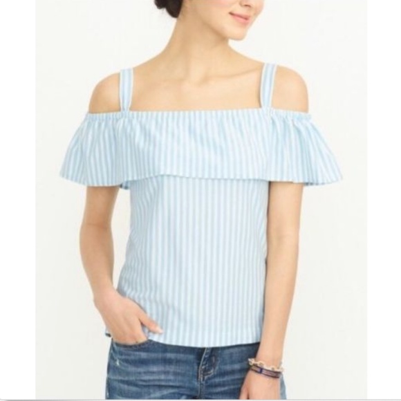 J. Crew Tops - J. Crew Cold shoulder Ruffle Top blouse Large NWT